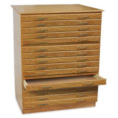 a wooden dresser with five drawers on each side