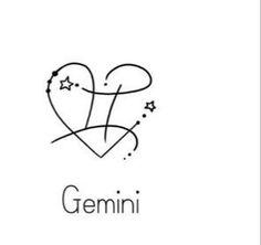 two hearts with stars and the word gemini