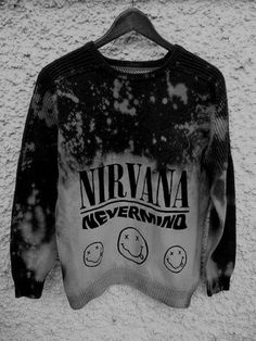 Nevermind is my least favorite of their albums, but this crewneck is cool. Nirvana Sweater, Nevermind Nirvana, Nirvana Sweatshirt, Camisa Rock, White Band, Band Shirts, Dream Clothes