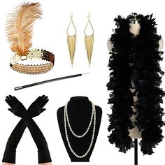 1920 Outfit Ideas Women, 1920 Outfit Ideas, Shoes Hills, 20s Headpiece, Hollywood Accessories, Women 1920s, 1920s Speakeasy, 1920s Accessories, Flapper Accessories