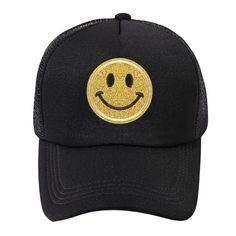 PRICES MAY VARY. Especially for Smile Face Lover - There is a yellow sequins smile face patch on front of this cute trucker hat, bringing a smile to everyone you pass by. People who loves smile face accessories will love this womens smile trucker hat. Premium Happy Face Hat - The vintage black trucker hat is made of high quality polyester, durable for wear a long time. The high crown five panel baseball cap is suitable for everyone wear in all seasons. Sun Protection for Face - The funny trucker Preppy Hats, Neon Preppy, Cute Trucker Hat, Womens Trucker Hat, Preppy Hat, Y2k Hat, Funny Trucker Hat, Black Baseball Hat, Black Trucker Hat