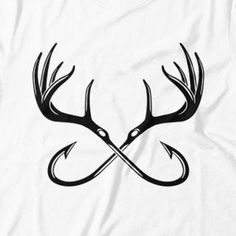 a t - shirt with two antlers and an arrow in the middle, on a white background