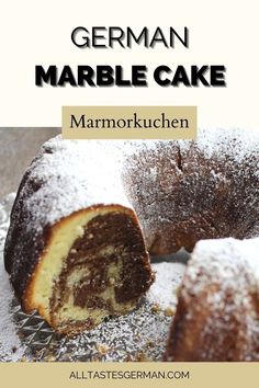 German marble cake on a glass cake platter. German Pound Cake Recipe, German Marble Cake Recipe, Easy German Recipes, German Food Authentic, German Baking