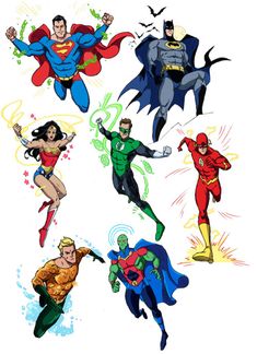 an image of superheros in different poses