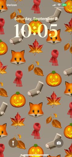 an image of a screen shot of the game's autumn themed theme, including pumpkins and foxes