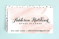 a business card with polka dots on it and the words madison flatstead event planner