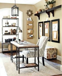 a home office with two chairs and a desk