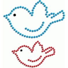 two birds made out of beads with the word love spelled in red, white and blue