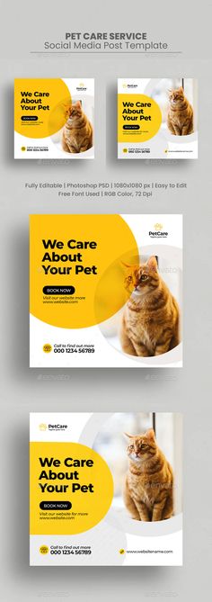 two yellow banners with a cat on the front and back, one has an image of a