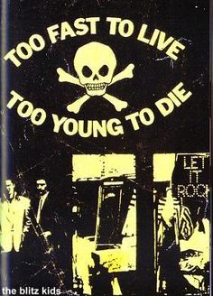 a book cover with a skull and crossbones on the front, too fast to live too young to die