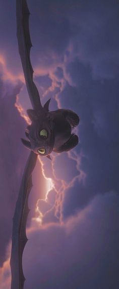 a dragon flying through the sky with lightning in it's back end and eyes glowing