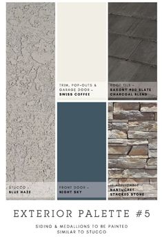 the exterior palette 5 is shown in shades of gray, white and grey with text that reads