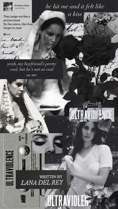 a collage of black and white images with words on them that say, love is in the air