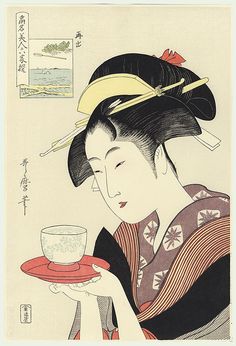 UKIYO - E  BY UTAMARO KITAGAWA Art Geisha, Japanese Woodcut, Materi Bahasa Jepang, Japan Illustration, Geisha Art, Japanese Drawings, Japanese Artwork, Japanese Illustration, Japon Illustration