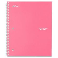 a pink notebook with five stars on it