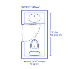 an image of a toilet with the lid down and measurements for it to be taken