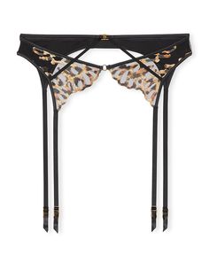 Elevate your Lingerie look with this piece, showcasing European-designed embroidery, strappy accents, and golden logo hardware. Back hook-and-eye closures Adjustable garter straps with clips Gold-tone logo hardware Machine wash Imported Thigh Highs, Leopard Embroidery, Buy Icon, Golden Logo, Gold Logo, Garters, Over The Top, Floral Embroidery, Victoria’s Secret