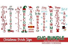 the svg bundle includes christmas signs, santa's sleighs and other holiday