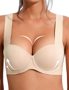 PRICES MAY VARY. 90% Polyester, 10% Spandex Imported Hook and Eye closure Hand Wash Only Push up pads design. The thick pads create extra lift your breasts, enhancing your cleavage and reveal natural and sexy perfect curves. Seamless stretch widened strap design. It takes the pressure off the shoulders, keeping you comfortable all day. Extremely comfortable wire Bra. The underwire further provides better support and lift to the bust. A versatile and easy fit to wear. Suitable for matching with v Old Bras, Most Comfortable Bra, Wire Bra, Comfy Bra, Perfect Curves, Push Up Pads, Bra Brands, Comfortable Bras, Everyday Bra