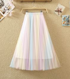 Cute rainbow color tulle skirtFabric: tulleColor: rainbow colorSize(cm): free sizelength 80 waist 60-85 Multicolor Tulle Skirt Summer Dresses, Multicolor Tulle Skirt For Spring, Multicolor Tulle Skirt Dress, Summer Rainbow Tulle Dress, Rainbow Tulle Dress For Spring, Spring Rainbow Tulle Dress, Multicolor Tulle Skirt For Summer, Summer Tulle Pleated Skirt, Rainbow Skirt For Spring Party