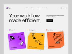 an image of a website page that has sticky notes on it and the words, your workflow made efficient