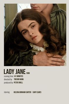 the poster for lady jane is shown with an image of a man holding a woman