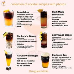 a poster with different types of cocktails