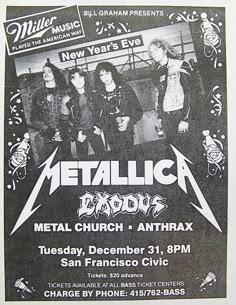 Metallica Vintage, Women Cave, Metallica Concert, Vintage Concert Posters, Heavy Metal Art, Concert Flyer, Rock N’roll, Concert Poster