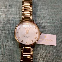 Brand New Kate Spade Gold Wrist Watch. Brand New! Jewelry Goals, Gold Wrist Watch, Kate Spade Flamingo, Kate Spade Glasses, Kate Spade Watch, Suede Hat, Rose Gold Watches Women, Black Heel Boots, Ideal Client