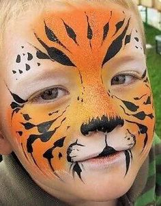 Tiger face painting Animal Face Paintings, Tiger Painting, Cool Face, Tiger Face