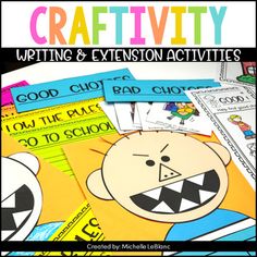 a pile of writing and extension activities for kids