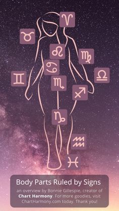 the zodiac sign is shown in front of a purple sky with clouds and stars behind it