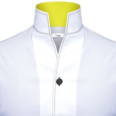 High Open Collar Full Sleeves Shirt Tailor-Made On Order shirt 𝘈 𝘩𝘪𝘨𝘩 𝘤𝘰𝘭𝘭𝘢𝘳 𝘴𝘩𝘪𝘳𝘵 𝘪𝘴 𝘢 𝘤𝘭𝘢𝘴𝘴𝘪𝘤 𝘢𝘯𝘥 𝘵𝘪𝘮𝘦𝘭𝘦𝘴𝘴 𝘴𝘵𝘺𝘭𝘦 𝘵𝘩𝘢𝘵 𝘢𝘥𝘥𝘴 𝘢 𝘵𝘰𝘶𝘤𝘩 𝘰𝘧 𝘴𝘰𝘱𝘩𝘪𝘴𝘵𝘪𝘤𝘢𝘵𝘪𝘰𝘯 𝘵𝘰 𝘢𝘯𝘺 𝘰𝘶𝘵𝘧𝘪𝘵. 𝘛𝘩𝘪𝘴 𝘴𝘵𝘺𝘭𝘦 𝘧𝘦𝘢𝘵𝘶𝘳𝘦𝘴 𝘢 𝘤𝘰𝘭𝘭𝘢𝘳 𝘵𝘩𝘢𝘵 𝘴𝘵𝘢𝘯𝘥𝘴 𝘶𝘱 𝘢𝘯𝘥 𝘦𝘯𝘤𝘪𝘳𝘤𝘭𝘦𝘴 𝘵𝘩𝘦 𝘯𝘦𝘤𝘬, 𝘱𝘳𝘰𝘷𝘪𝘥𝘪𝘯𝘨 𝘢 𝘳𝘦𝘧𝘪𝘯𝘦𝘥 𝘢𝘯𝘥 𝘱𝘰𝘭𝘪𝘴𝘩𝘦𝘥 𝘭𝘰𝘰𝘬. 𝘐𝘵'𝘴 𝘢 𝘷𝘦𝘳𝘴𝘢𝘵𝘪𝘭𝘦 𝘱𝘪𝘦𝘤𝘦 𝘰𝘧 𝘤𝘭𝘰𝘵𝘩? Band Collar Shirt Men Outfit, Classic Fitted Shirt With Contrast Collar, Fitted Cotton Shirt With Contrast Collar, Classic Cotton Shirt With Stand Collar, Classic Short Sleeve Shirt With Contrast Collar, White Cotton Shirt With Concealed Placket, Classic Shirt With Stand Collar And Placket, White Collared Business Top, White Stand Collar Top For Work