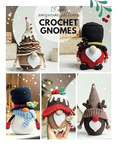 crochet gnomes are featured in this christmas card