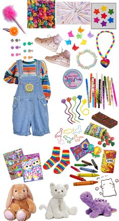 Kid Core Outfits, Kidcore Clothes, Kid Core Aesthetic, Estilo Indie, Rainbow Outfit