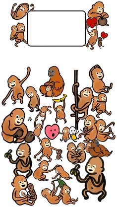 a bunch of monkeys with different expressions on the same page and an empty sign in the middle