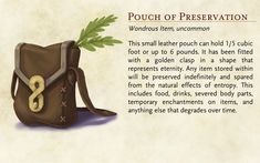 a brown bag with a green plant in it's pocket and the words, pouch of presentation