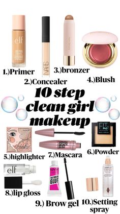 Clean girl makeup #cleangirl #cleangirlmakeup #makeup Clean Girl Routine, Makeup Routine Guide, Clean Girl Look, Clean Girl Makeup, Girl Routine, Orange Blush, Makeup Bag Essentials, Simple Makeup Tips, Makeup Help