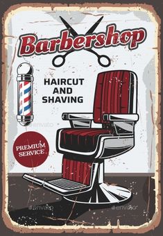 an old barber shop sign with scissors and razors on the backgroung