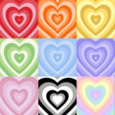 many hearts are arranged in different colors