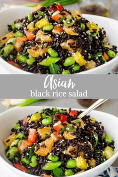 Black Rice Recipe Side Dishes, Cold Rice Salad Recipes, Red Rice Salad, Black Rice Salad, Orange Dressing