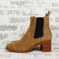 New Colour Cognac Upper Material Suede Pattern Solid Size 8 Type Boot Style Chelsea Closure Pull On Model Rockwell Brown Suede Chelsea Boots, Chelsea Brown, Chelsea Boot Women, Heeled Chelsea Boots, Suede Chelsea Boots, Boot Style, Block Heel Ankle Boots, Suede Block Heels, Heel Ankle Boots