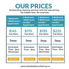 the pricing sheet for bedding cleaning services