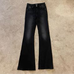 Nwt Insane Gene Boutique Brand Flare Jeans. Size 24/1. Lightly Faded Black Free People Flare Jeans, Brandy Melville Jeans, Mom Jeans Style, Black Flare Jeans, Womens Flare Jeans, Distressed Mom Jeans, Slim Trousers, Cropped Flare Jeans, Black Flare