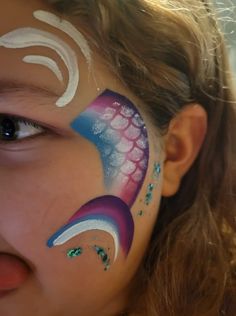 Mermaid Face Painting Easy, Face Painting Mermaid Easy, Simple Mermaid Face Paint, Easy Mermaid Face Paint, Mermaid Face Paint Easy