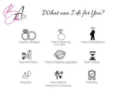 what can i do for you? with different types of wedding rings and other items