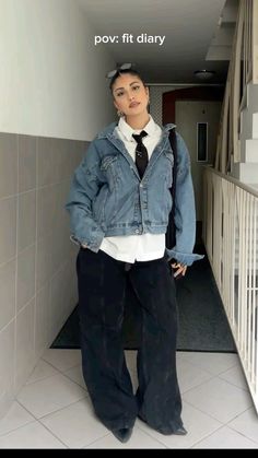 R&b Outfit Ideas, Baggy Denim Jacket Outfit, Modest Dresses Casual, 가을 패션, Streetwear Outfits