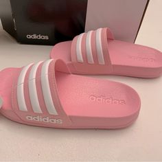 Girls, Great Closet Staple, Perfect All Summer Long, New Adidas Slippers, Pink Flip Flops, Pink Slides, Adidas Slides, Adidas Pink, Birthday Board, Shoes Adidas, Pink Adidas, Sandals Flip Flops