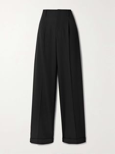 RALPH LAUREN COLLECTION Acklie pleated wool-twill straight-leg pants Luxury Pants Women, Ralph Lauren Pants Women, Old Money Pants Woman, Black Pants Aesthetic, Old Money Pants, Black Classic Pants, Black Formal Pants, Black Tailored Pants, Tailored Pants Outfit