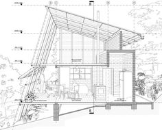 an architectural drawing shows the interior and exterior of a house with various details on it